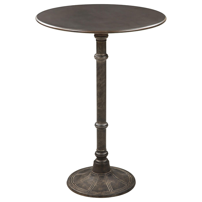 Oswego Round Bar Table Dark Russet and Antique Bronze - Orbit Furniture (Richmond,BC)