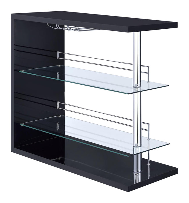 Prescott Rectangular 2-shelf Bar Unit Glossy Black - Orbit Furniture (Richmond,BC)