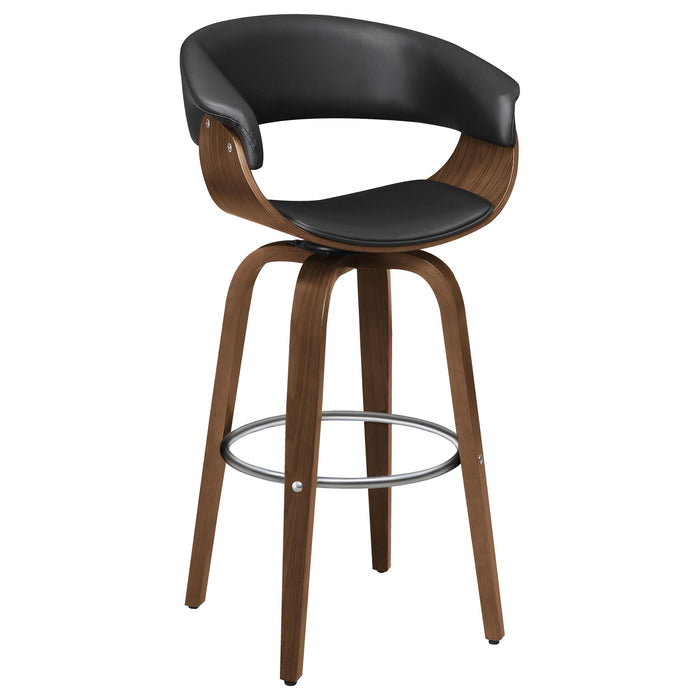 Zion Upholstered Swivel Bar Stool Walnut and Black - Orbit Furniture (Richmond,BC)