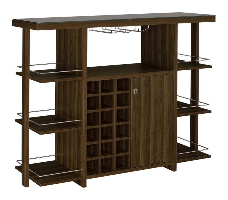 Evelio Bar Unit with Wine Bottle Storage Walnut - Orbit Furniture (Richmond,BC)