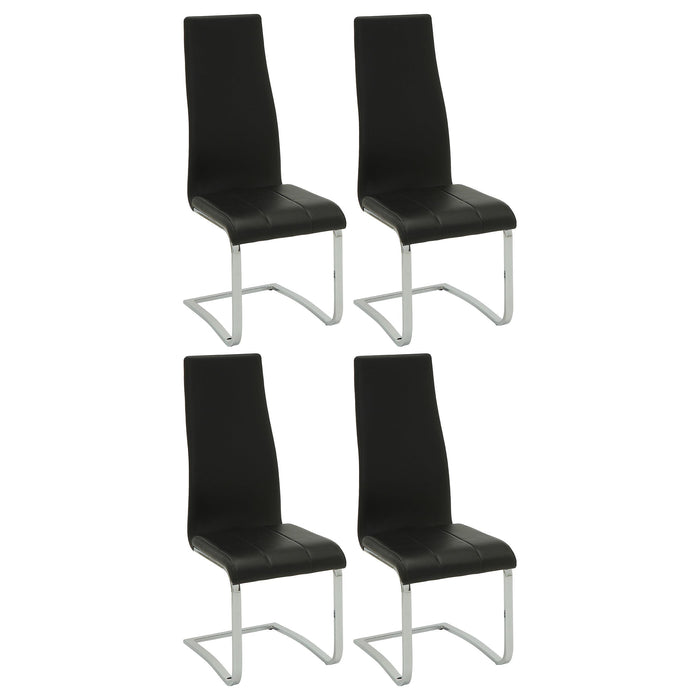 Montclair High Back Dining Chairs Black and Chrome (Set of 4) - Orbit Furniture (Richmond,BC)