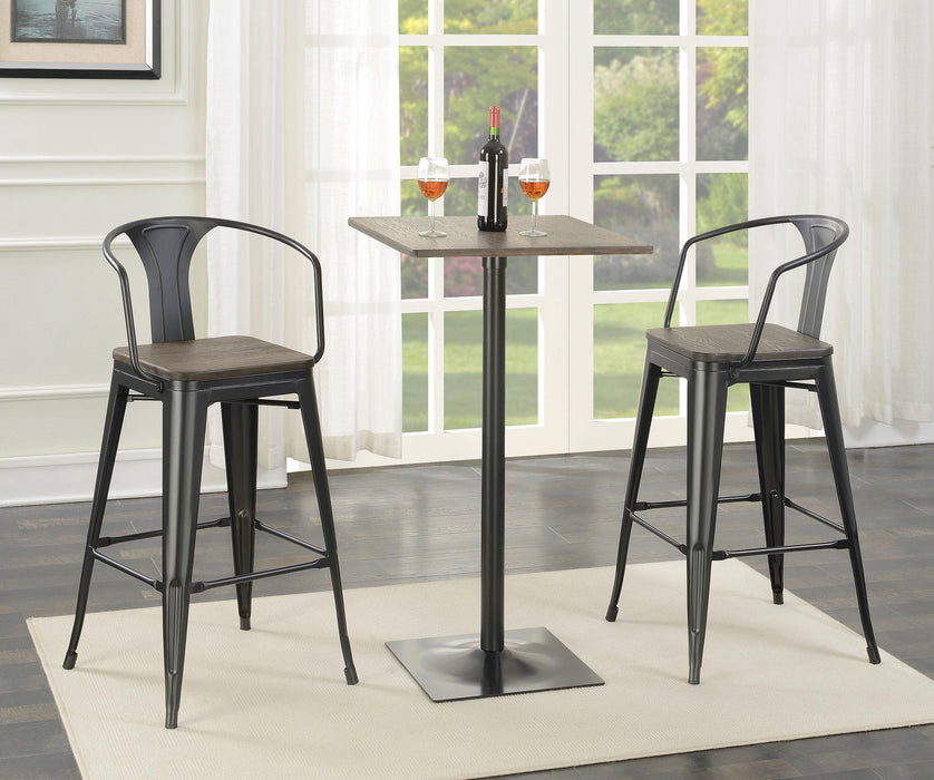 Cavalier 3-piece Square Bar Table Set Dark Elm and Black - Orbit Furniture (Richmond,BC)