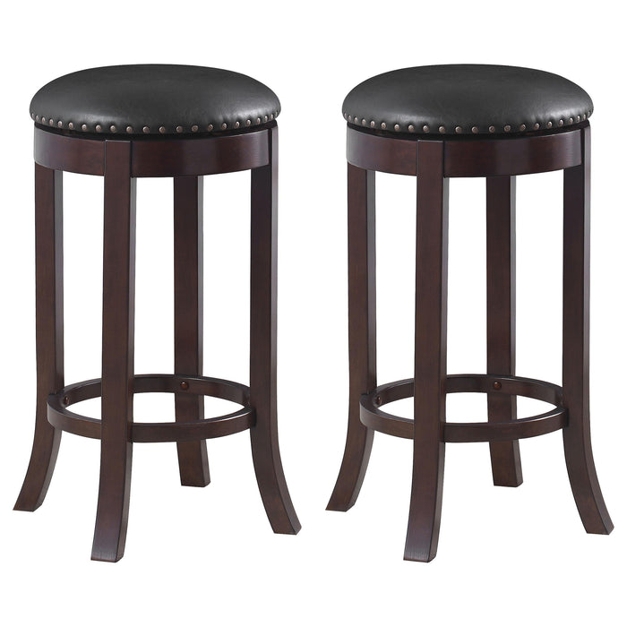 Aboushi Swivel Bar Stools with Upholstered Seat Brown (Set of 2) - Orbit Furniture (Richmond,BC)