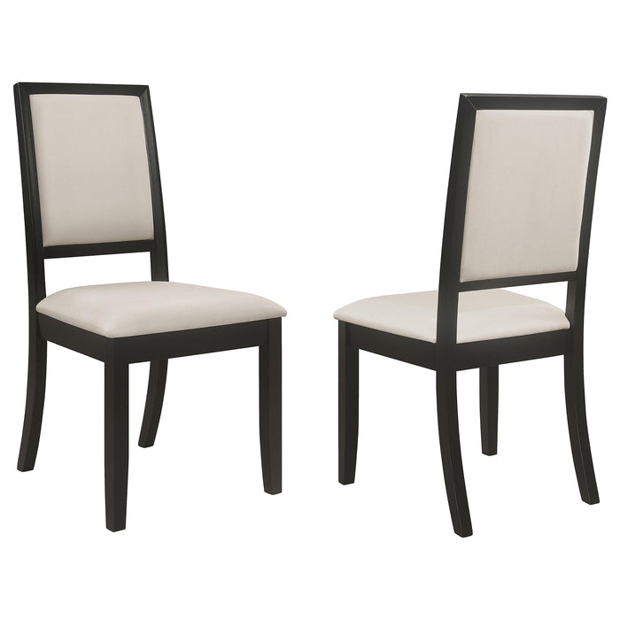 Louise Upholstered Dining Side Chairs Black and Cream (Set of 2) - Orbit Furniture (Richmond,BC)