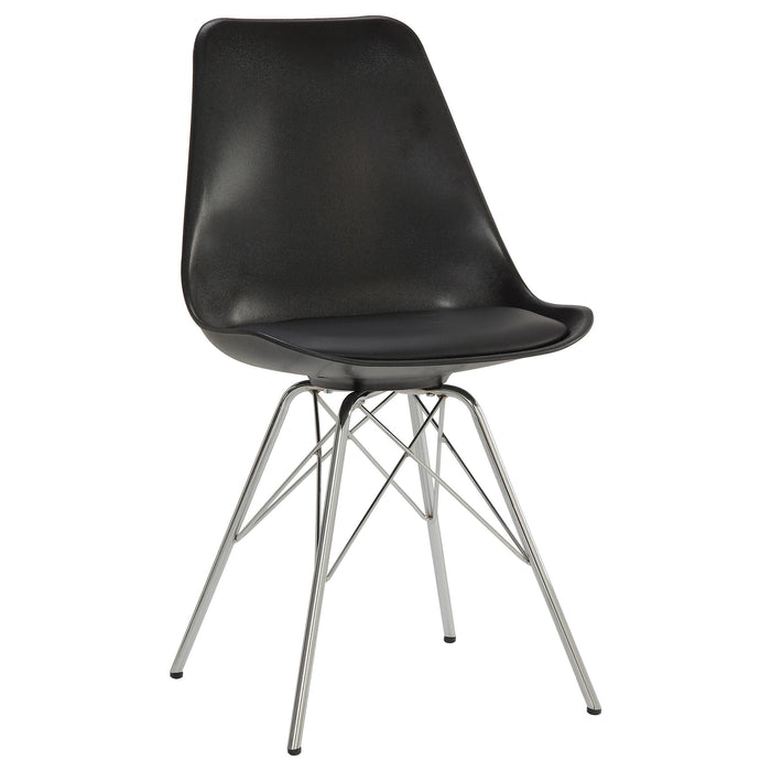 Juniper Armless Dining Chairs Black and Chrome (Set of 2) - Orbit Furniture (Richmond,BC)