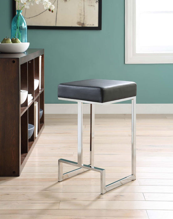 Gervase Square Counter Height Stool Black and Chrome - Orbit Furniture (Richmond,BC)