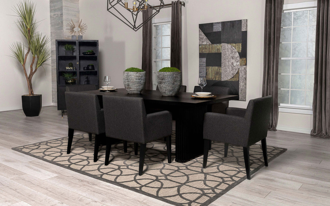 Catherine Rectangular Double Pedestal Dining Table Black - Orbit Furniture (Richmond,BC)