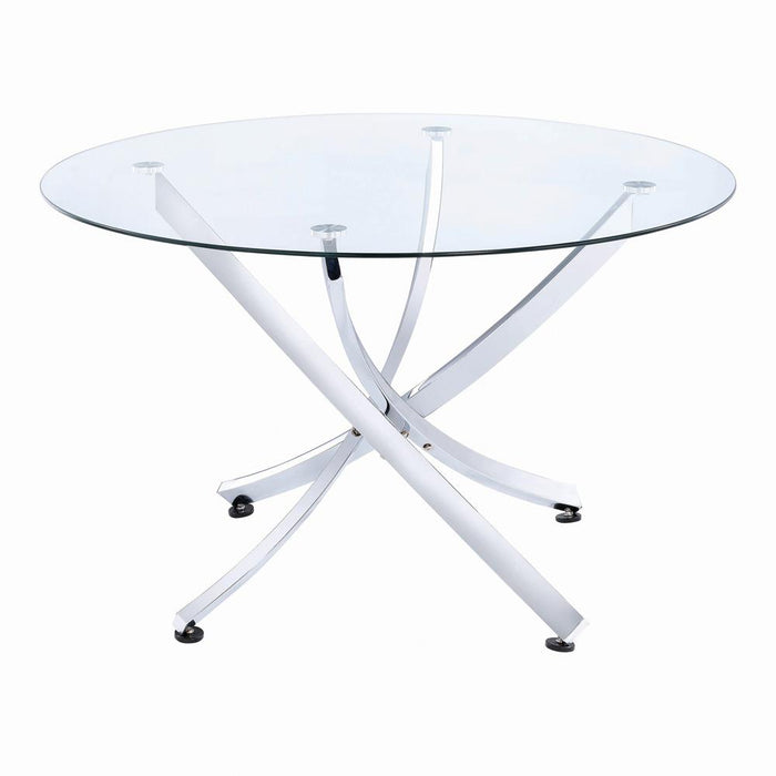 Beckham Round Dining Table Chrome and Clear - Orbit Furniture (Richmond,BC)