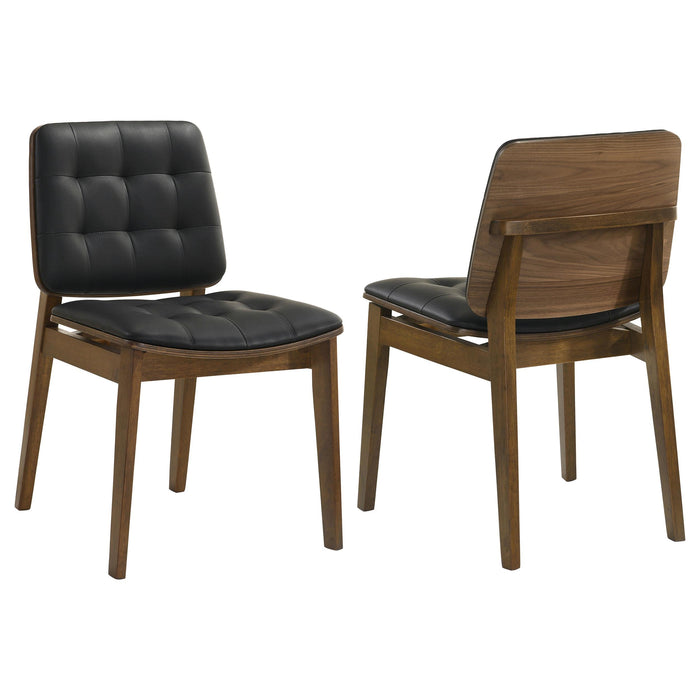 Redbridge Tufted Back Side Chairs Natural Walnut and Black (Set of 2) - Orbit Furniture (Richmond,BC)