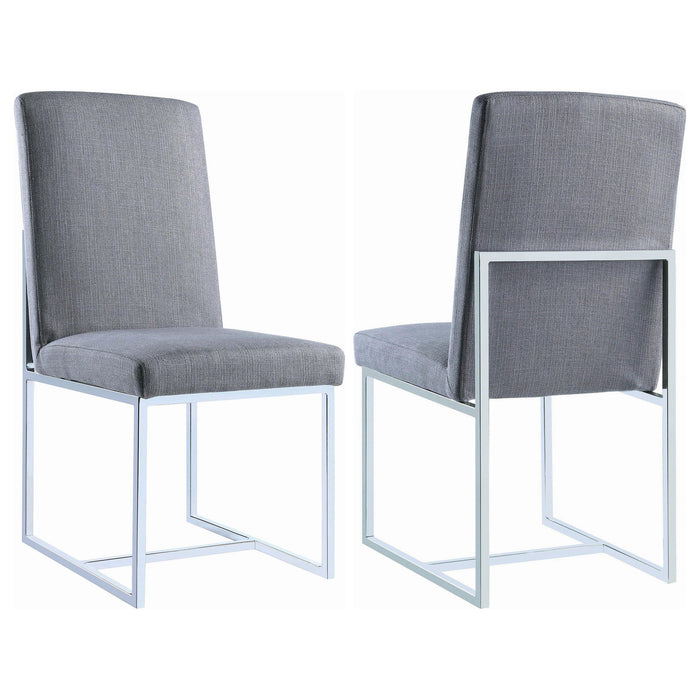 Mackinnon Upholstered Side Chairs Grey and Chrome (Set of 2) - Orbit Furniture (Richmond,BC)