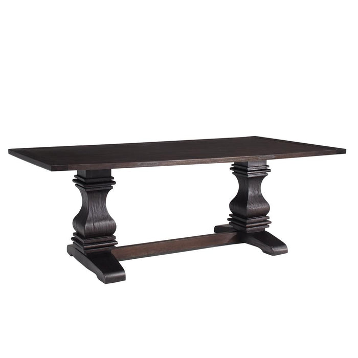 Parkins Double Pedestals Dining Table Rustic Espresso - Orbit Furniture (Richmond,BC)