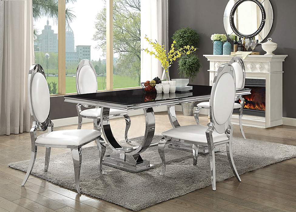 Antoine Rectangular Glass Top Dining Set Chrome - Orbit Furniture (Richmond,BC)