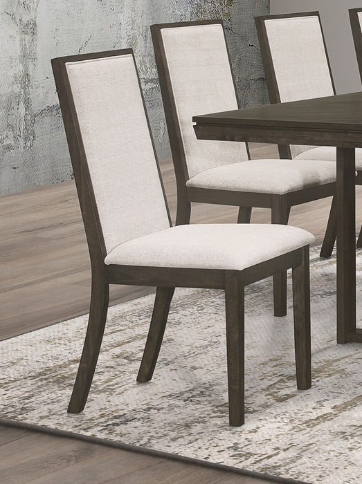 Kelly Upholstered Solid Back Dining Side Chair Beige and Dark Grey (Set of 2) - Orbit Furniture (Richmond,BC)