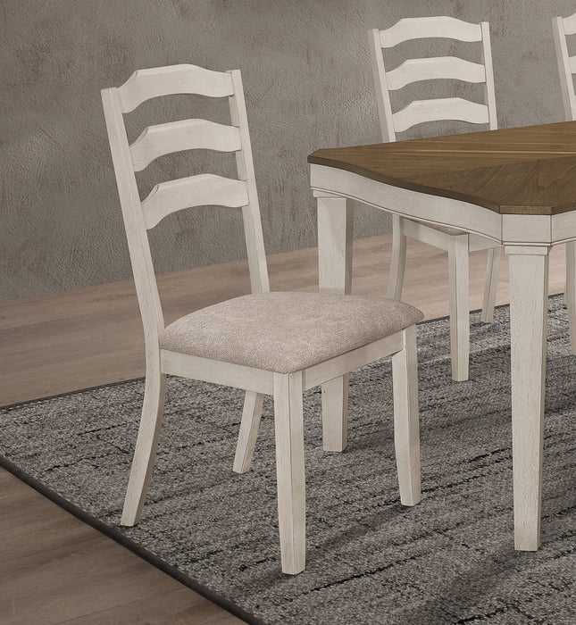 Ronnie Ladder Back Padded Seat Dining Side Chair Khaki and Rustic Cream (Set of 2) - Orbit Furniture (Richmond,BC)