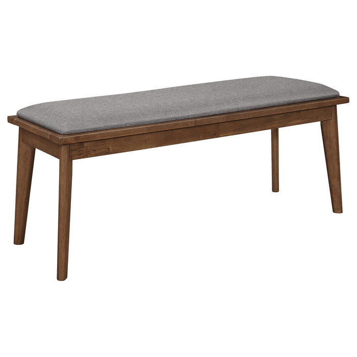 Alfredo Upholstered Dining Bench Grey and Natural Walnut - Orbit Furniture (Richmond,BC)