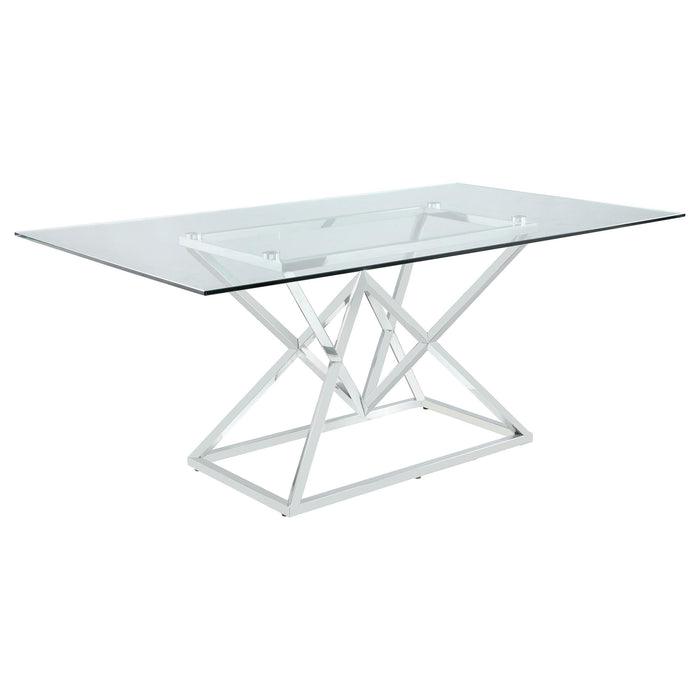 Beaufort Rectangle Glass Top Dining Table Chrome - Orbit Furniture (Richmond,BC)