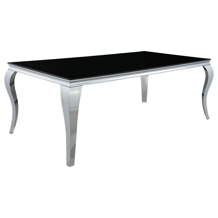 Carone Rectangular Glass Top Dining Table Black and Chrome - Orbit Furniture (Richmond,BC)