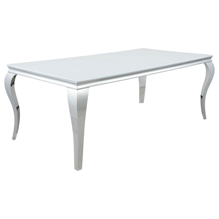 Carone Rectangular Glass Top Dining Table White and Chrome - Orbit Furniture (Richmond,BC)