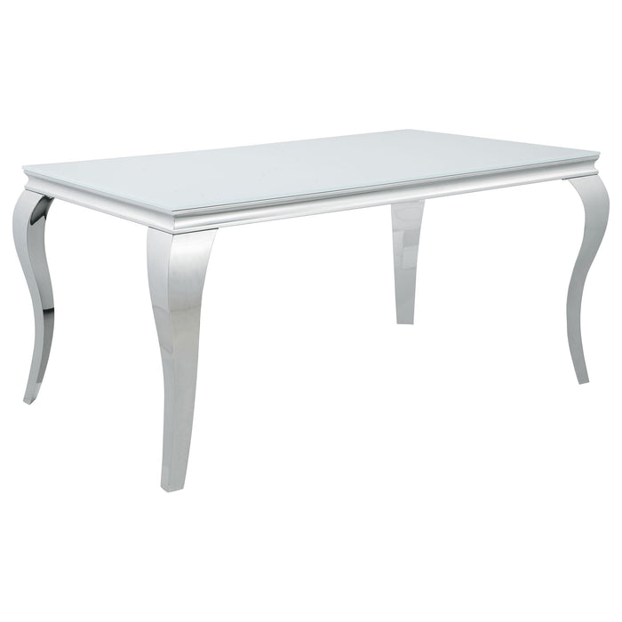 Carone Rectangular Glass Top Dining Table White and Chrome - Orbit Furniture (Richmond,BC)