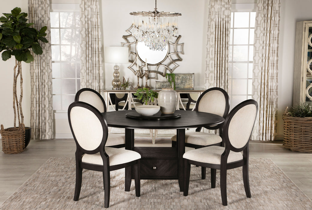 Twyla 5-piece Round Dining Set Dark Cocoa and Cream - Orbit Furniture (Richmond,BC)