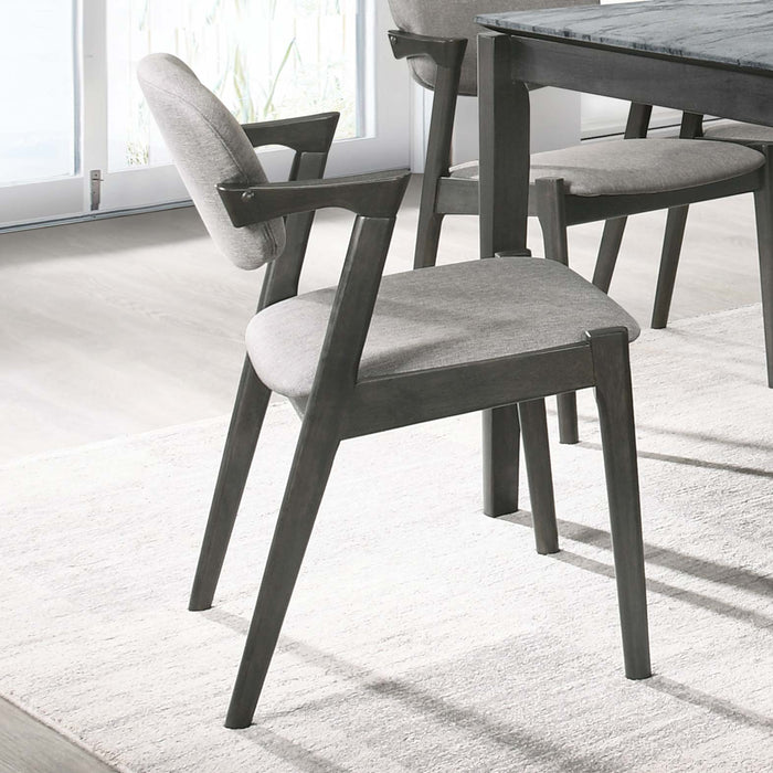 Stevie Upholstered Demi Arm Dining Side Chairs Brown Grey and Black (Set of 2) - Orbit Furniture (Richmond,BC)
