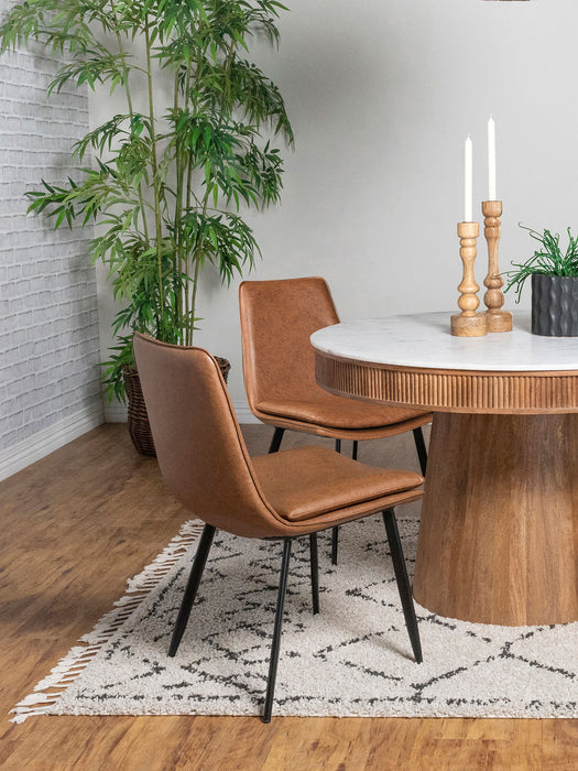 Ortega Padded Seat Solid Back Dining Side Chair Coffee and Black (Set of 2) - Orbit Furniture (Richmond,BC)