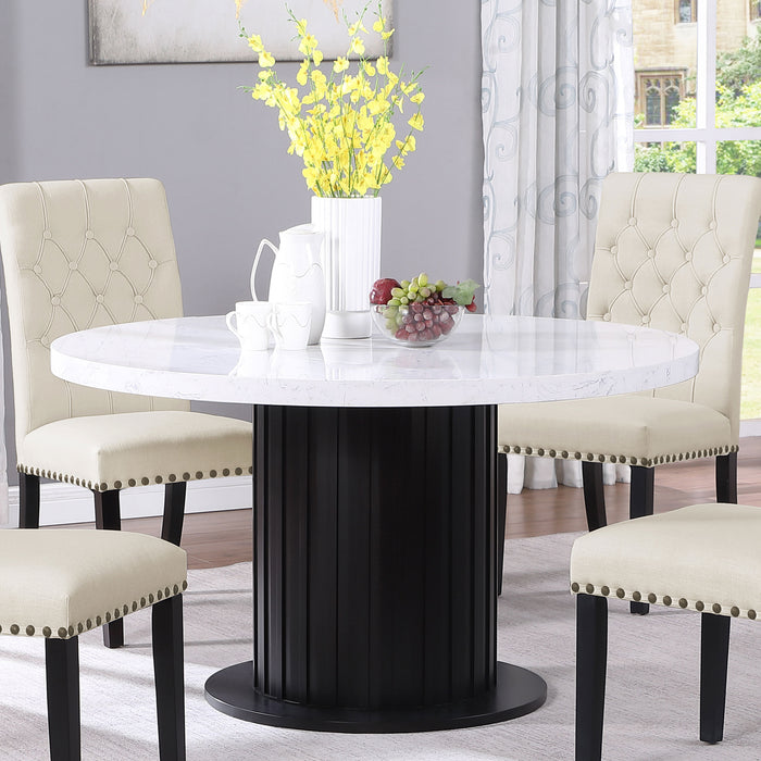 Sherry Round Dining Table Rustic Espresso and White - Orbit Furniture (Richmond,BC)