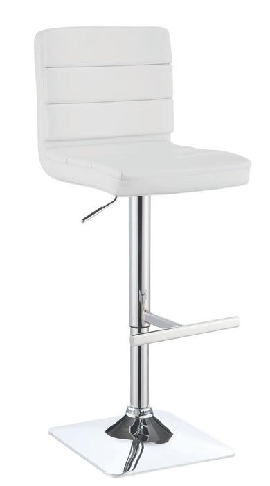 Bianca Upholstered Adjustable Bar Stools White and Chrome (Set of 2) - Orbit Furniture (Richmond,BC)