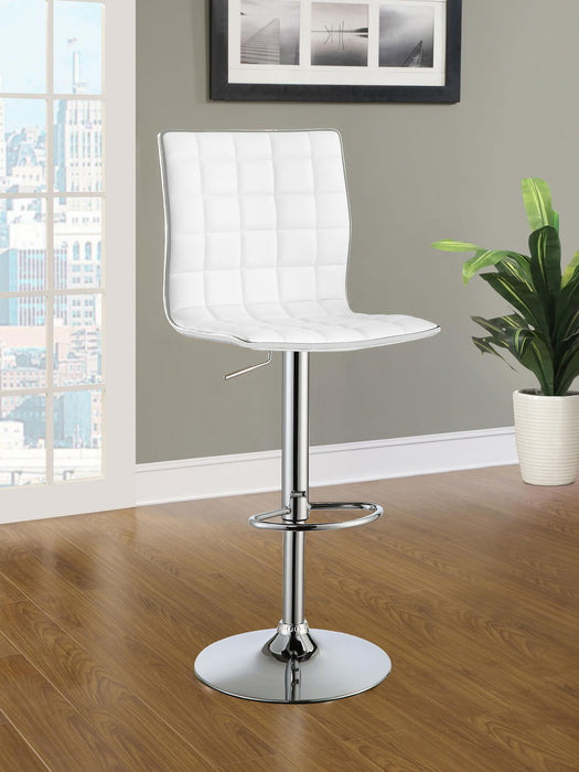Ashbury Upholstered Adjustable Bar Stools White and Chrome (Set of 2) - Orbit Furniture (Richmond,BC)