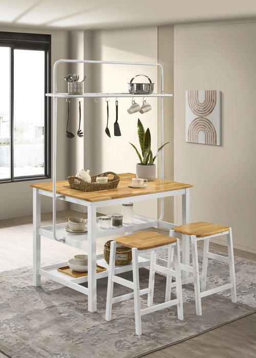 Edgeworth 3-piece Kitchen Island Counter Table Set White - Orbit Furniture (Richmond,BC)