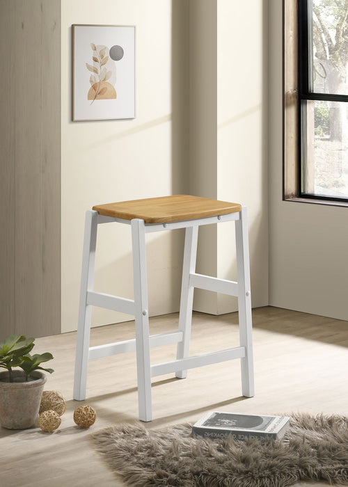 Hollis Wood Counter Height Backless Bar Stool Brown and White - Orbit Furniture (Richmond,BC)
