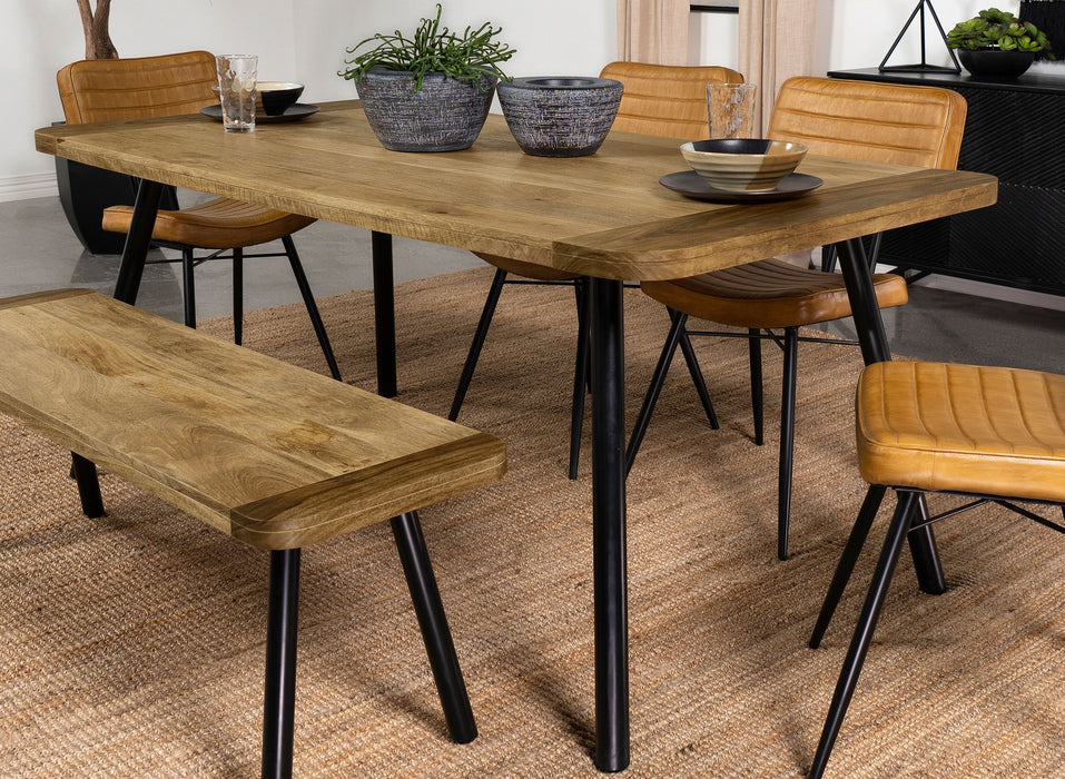 Maverick Rectangular Tapered Legs Dining Table Natural Mango and Black - Orbit Furniture (Richmond,BC)