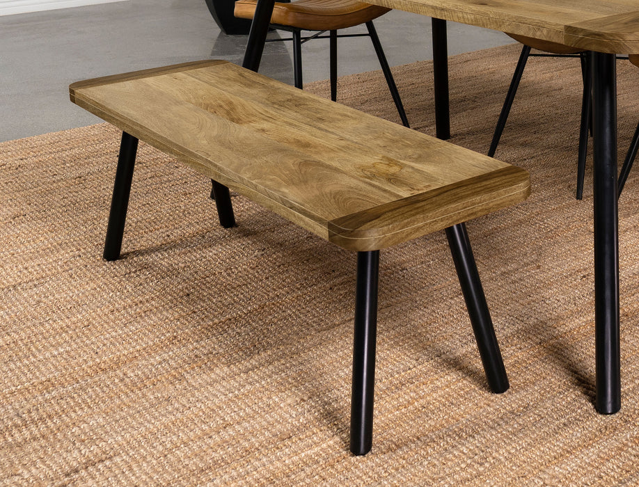 Maverick Rectangular Dining Bench Natural Mango and Black - Orbit Furniture (Richmond,BC)