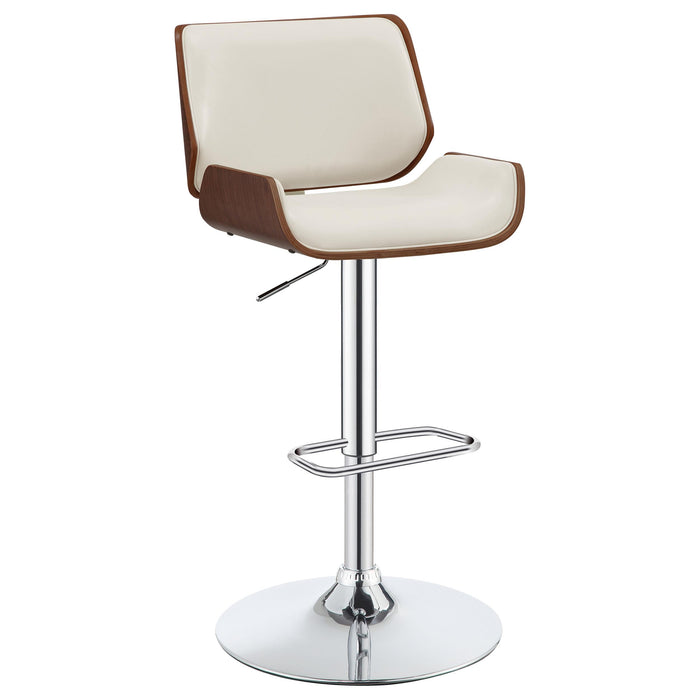 Folsom Upholstered Adjustable Bar Stool Ecru and Chrome - Orbit Furniture (Richmond,BC)