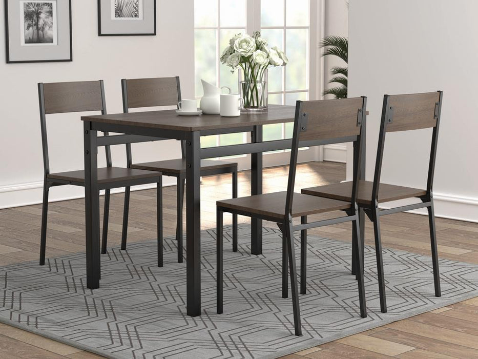 Lana 5-piece Rectangular Dining Table Set Dark Brown and Matte Black - Orbit Furniture (Richmond,BC)