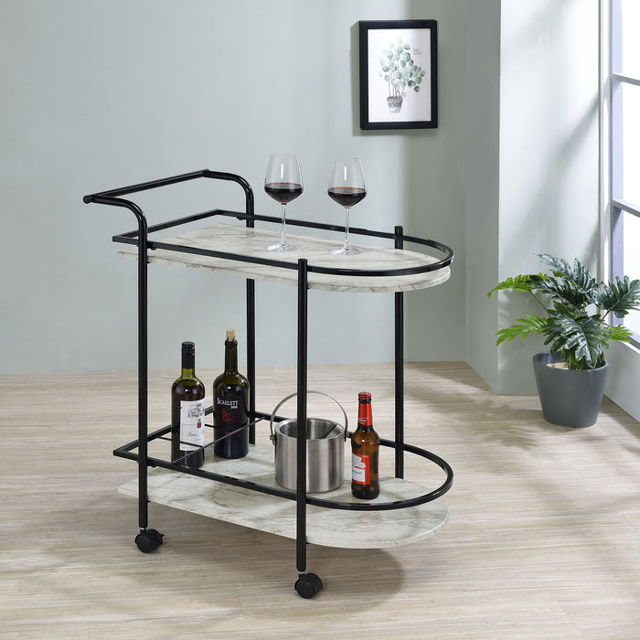Desiree 2-tier Bar Cart with Casters Black - Orbit Furniture (Richmond,BC)