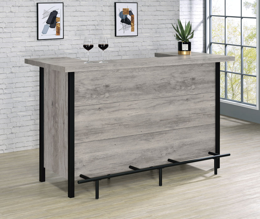 Bellemore Bar Unit with Footrest Grey Driftwood and Black - Orbit Furniture (Richmond,BC)