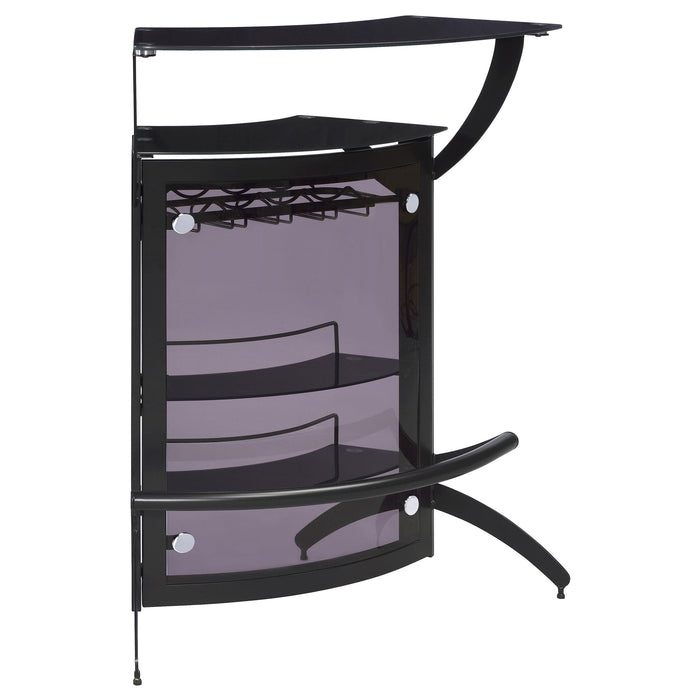 Dallas 2-shelf Home Bar Smoked and Black Glass - Orbit Furniture (Richmond,BC)
