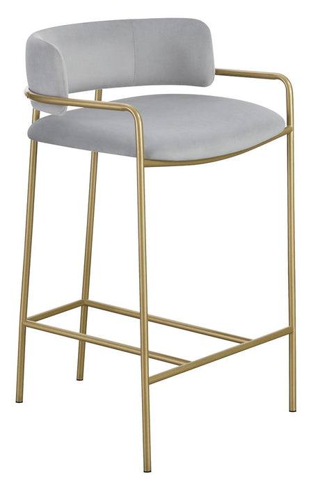 Comstock Upholstered Low Back Stool Grey and Gold - Orbit Furniture (Richmond,BC)