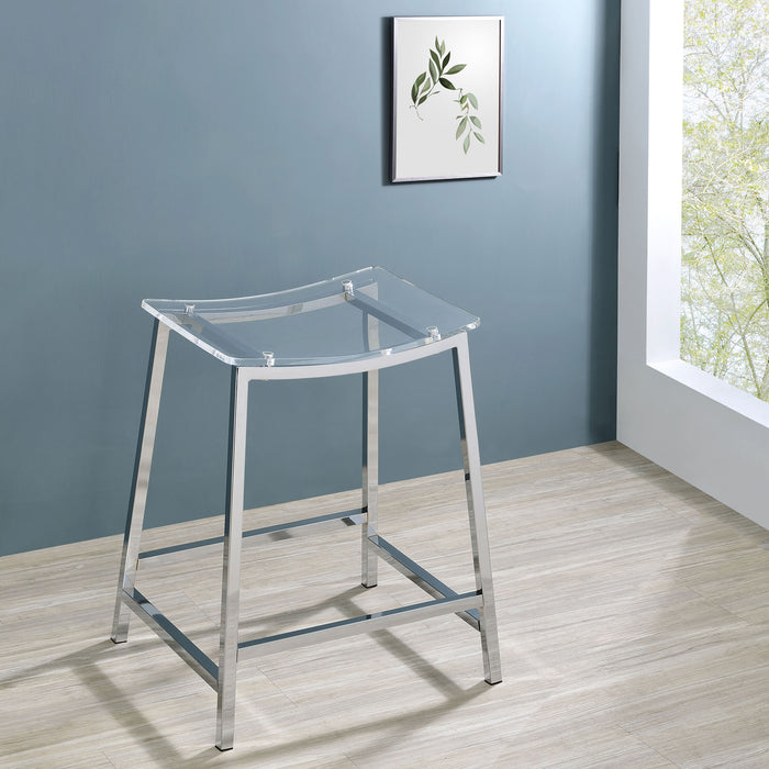 Jovani Acrylic Backless Counter Height Bar Stools Clear and Chrome (Set of 2) - Orbit Furniture (Richmond,BC)