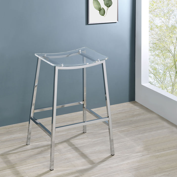 Jovani Acrylic Backless Bar Stools Clear and Chrome (Set of 2) - Orbit Furniture (Richmond,BC)