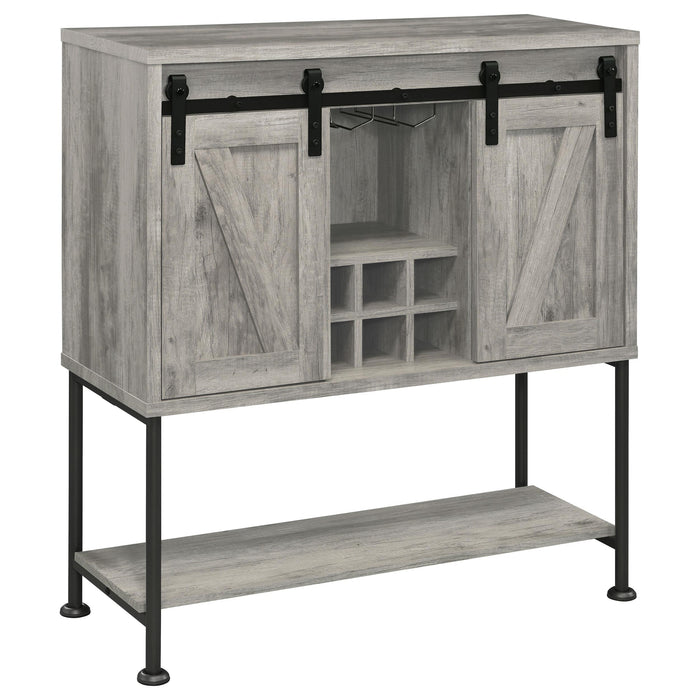 Claremont Sliding Door Bar Cabinet with Lower Shelf Grey Driftwood - Orbit Furniture (Richmond,BC)