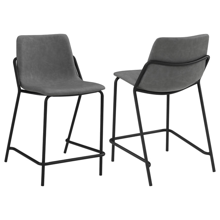 Earnest Solid Back Upholstered Counter Height Stools Grey and Black (Set of 2) - Orbit Furniture (Richmond,BC)