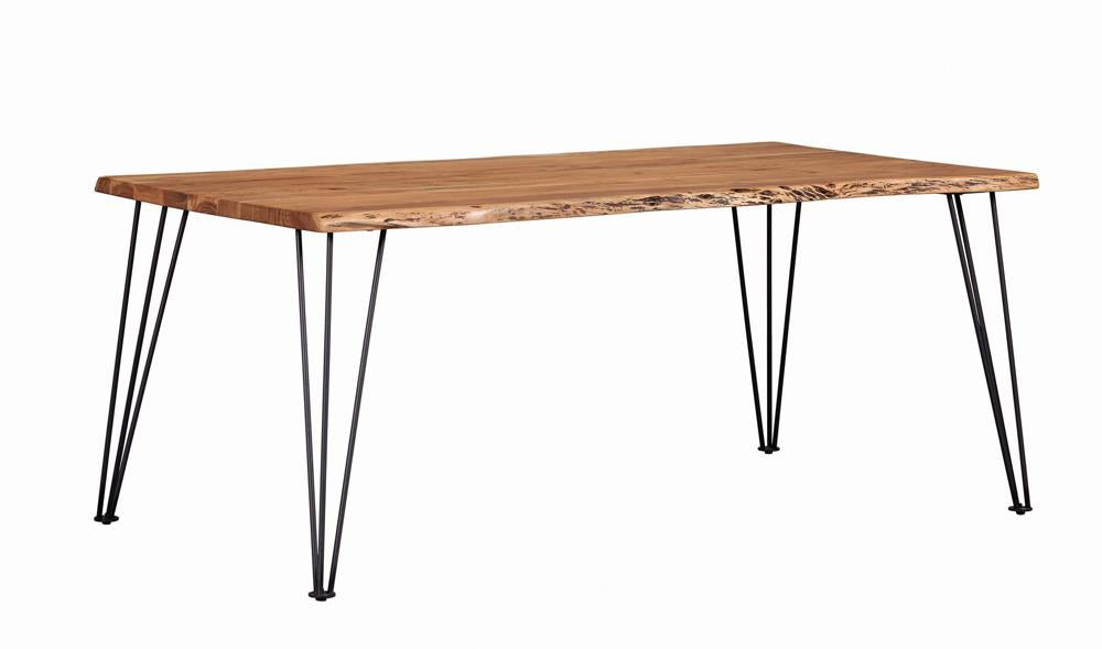 Sherman Rectangular Dining Table Natural Acacia and Matte Black - Orbit Furniture (Richmond,BC)