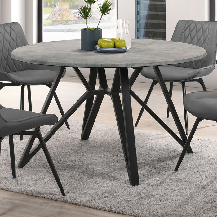 Neil Round Wood Top Dining Table Concrete and Black - Orbit Furniture (Richmond,BC)