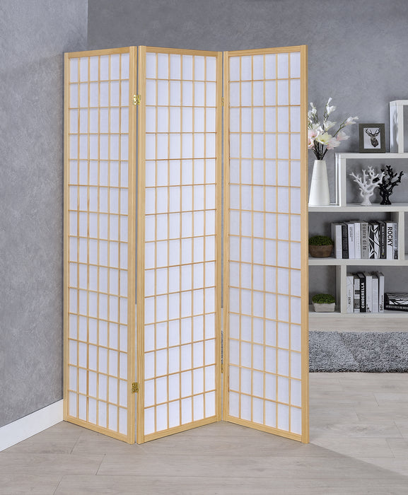 Carrie 3-panel Folding Screen Natural and White - Orbit Furniture (Richmond,BC)