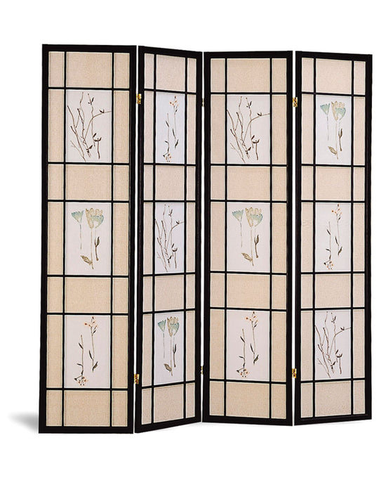 Catabella 4-panel Floral Print Folding Screen Multi-color - Orbit Furniture (Richmond,BC)