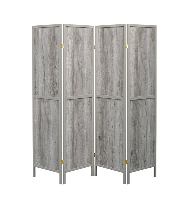 Deepika 4-panel Folding Screen Grey Driftwood - Orbit Furniture (Richmond,BC)