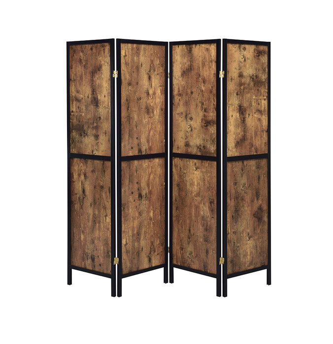 Deepika 4-panel Folding Screen Antique Nutmeg and Black - Orbit Furniture (Richmond,BC)