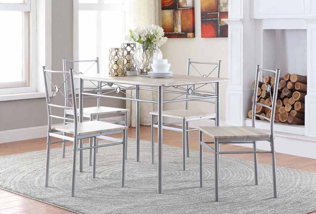 Anna Fontana 5-piece Rectangular Dining Set Brushed Silver - Orbit Furniture (Richmond,BC)